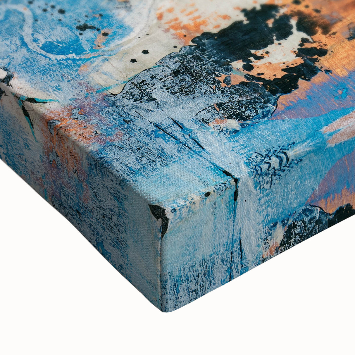 Contemporary Canvas Print - Blue & Gold Abstract Painting