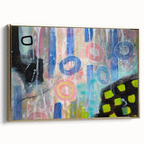 Abstract Wall Art – Playful Modern Canvas in Blue, Pink & Pastel Hues