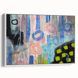 Abstract Wall Art – Playful Modern Canvas in Blue, Pink & Pastel Hues