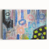 Abstract Wall Art – Playful Modern Canvas in Blue, Pink & Pastel Hues