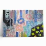 Abstract Wall Art – Playful Modern Canvas in Blue, Pink & Pastel Hues