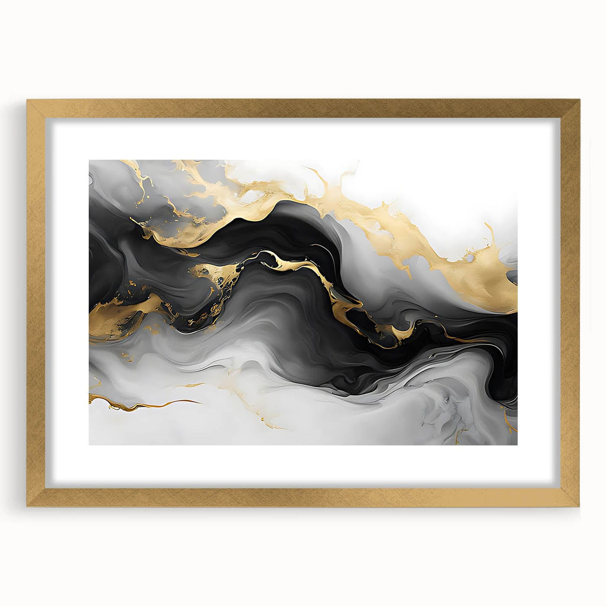 Luxury Fluid Acrylic Wall Decor – Black, Gray & Gold Canvas Art