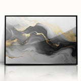 Luxury Fluid Acrylic Wall Decor – Black, Gray & Gold Canvas Art