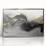 Luxury Fluid Acrylic Wall Decor – Black, Gray & Gold Canvas Art