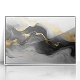 Luxury Fluid Acrylic Wall Decor – Black, Gray & Gold Canvas Art