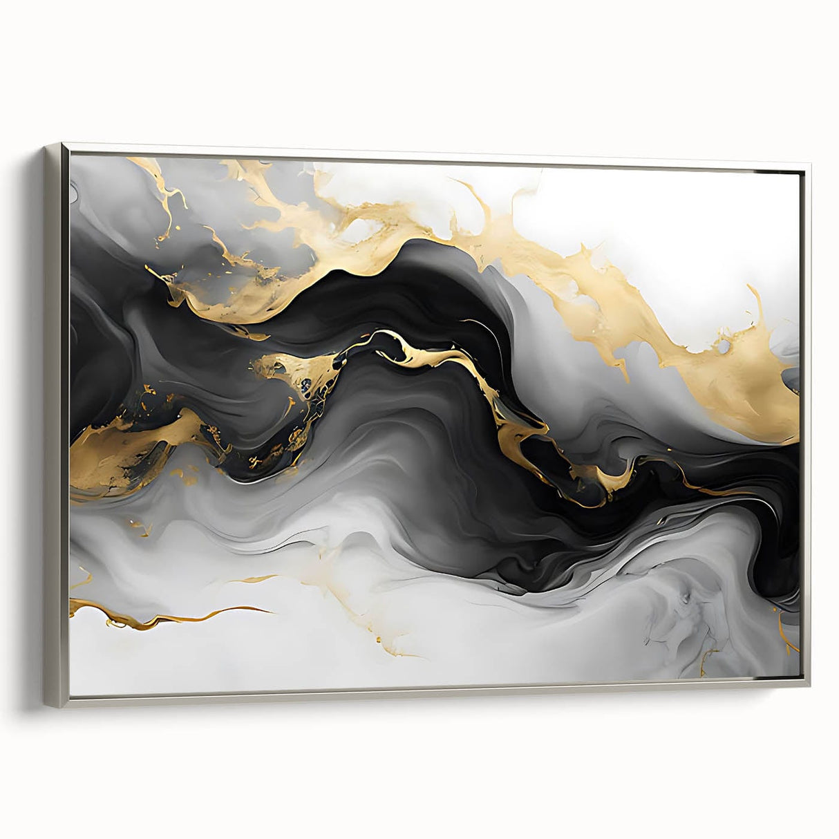 Luxury Fluid Acrylic Wall Decor – Black, Gray & Gold Canvas Art