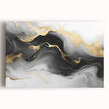 Luxury Fluid Acrylic Wall Decor – Black, Gray & Gold Canvas Art