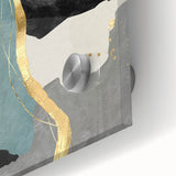 Elegant Gold Divide – Contemporary Abstract Art Piece in Teal & Gray