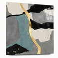 Elegant Gold Divide – Contemporary Abstract Art Piece in Teal & Gray