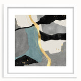 Elegant Gold Divide – Contemporary Abstract Art Piece in Teal & Gray