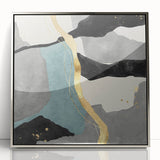 Elegant Gold Divide – Contemporary Abstract Art Piece in Teal & Gray