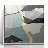 Elegant Gold Divide – Contemporary Abstract Art Piece in Teal & Gray