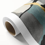 Elegant Gold Divide – Contemporary Abstract Art Piece in Teal & Gray