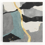 Elegant Gold Divide – Contemporary Abstract Art Piece in Teal & Gray