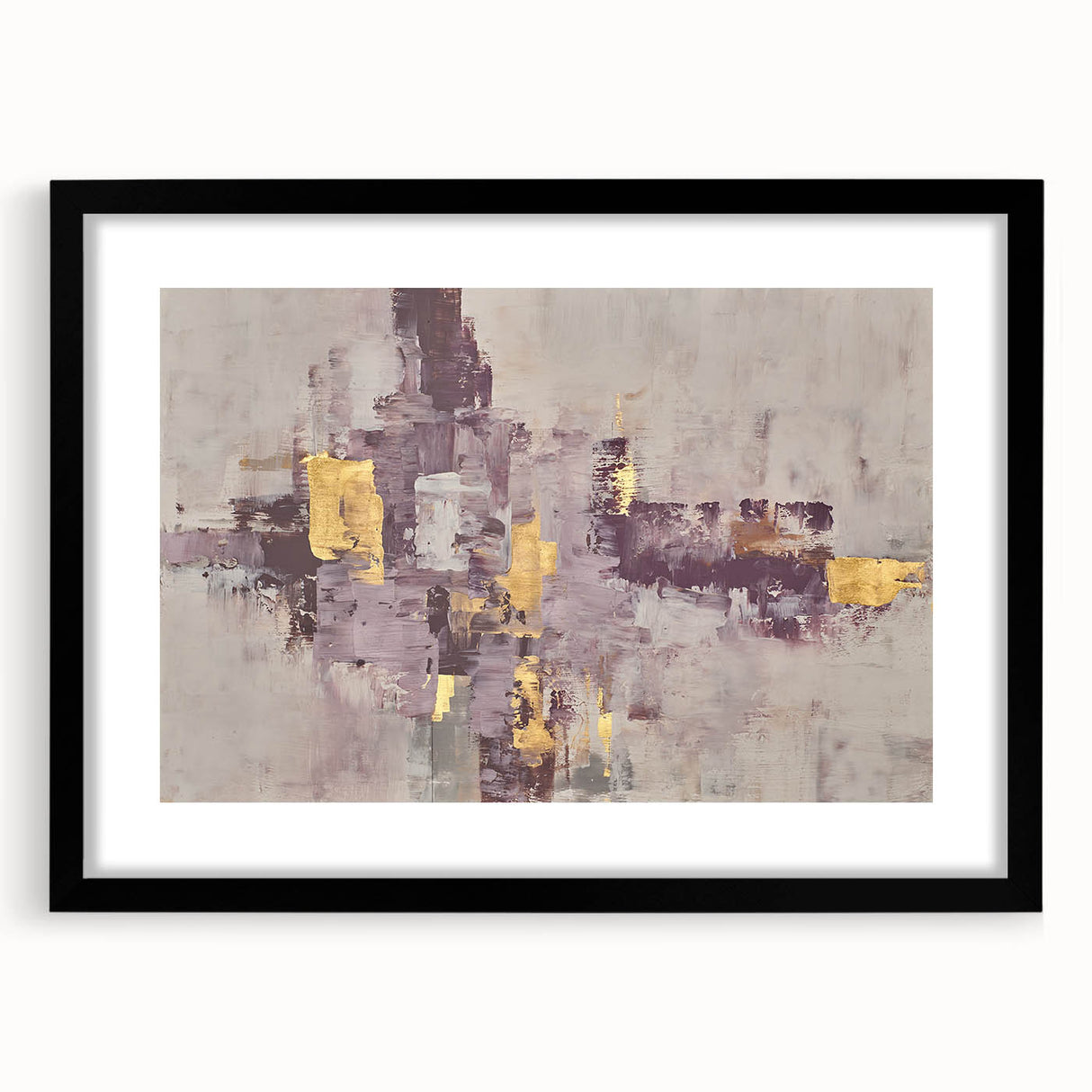 Earthen Harmony Abstracts - Neutral Abstract Prints with Gold Detail