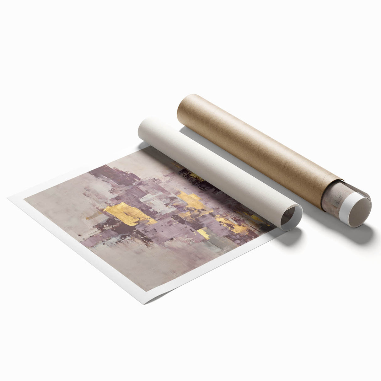 Earthen Harmony Abstracts - Neutral Abstract Prints with Gold Detail
