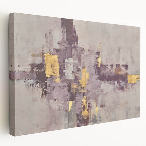 Earthen Harmony Abstracts - Neutral Abstract Prints with Gold Detail
