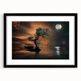 Minimalist Landscape Wall Art – Moonlit Tree and Boat Reflections