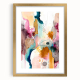 Modern Abstract Wall Art - Peach and Gold Watercolor Print