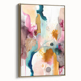 Modern Abstract Wall Art - Peach and Gold Watercolor Print