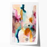 Modern Abstract Wall Art - Peach and Gold Watercolor Print