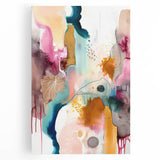 Modern Abstract Wall Art - Peach and Gold Watercolor Print