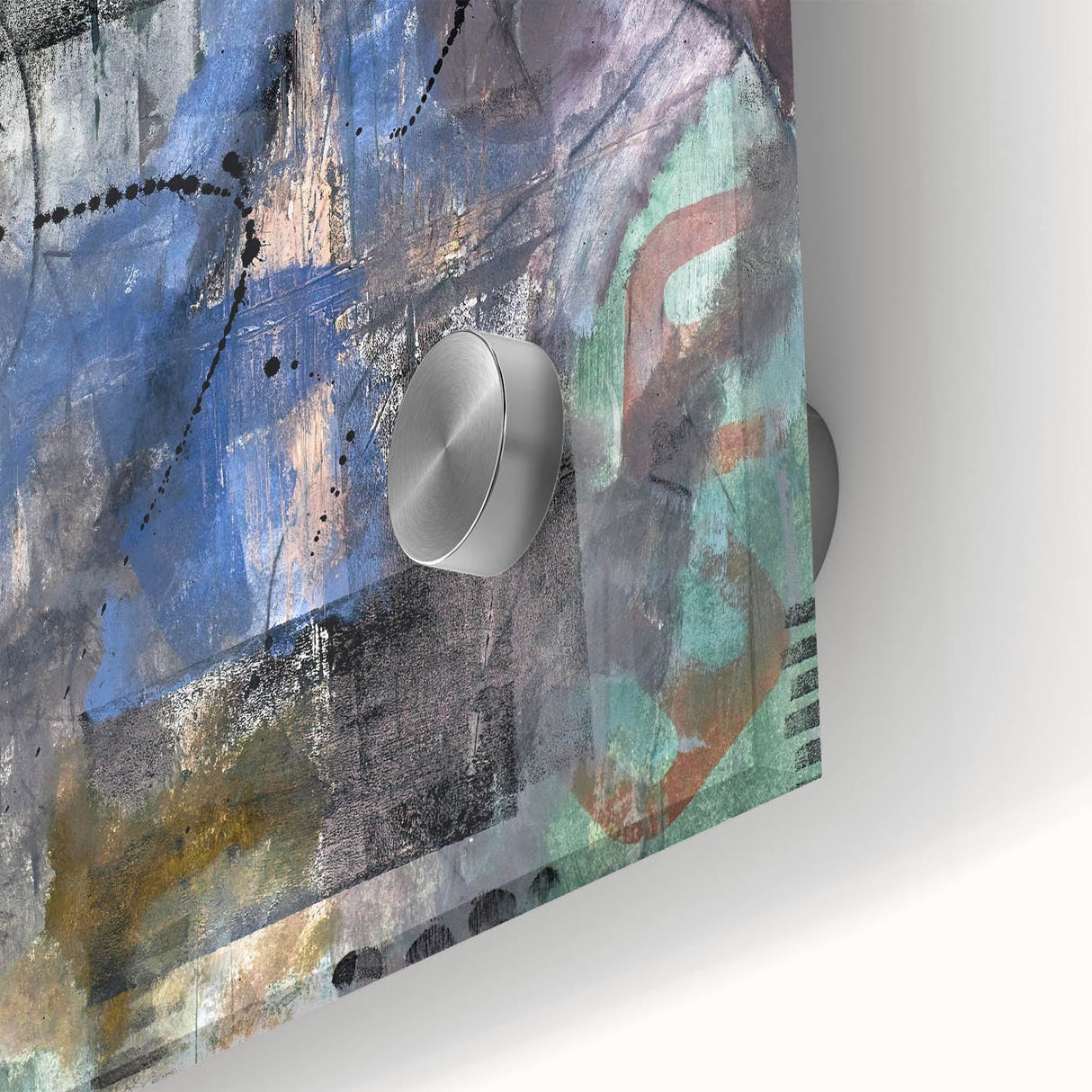 Contemporary Abstract Art – Moody Blue & Green Industrial Painting