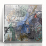 Contemporary Abstract Art – Moody Blue & Green Industrial Painting