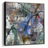 Contemporary Abstract Art – Moody Blue & Green Industrial Painting