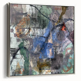 Contemporary Abstract Art – Moody Blue & Green Industrial Painting