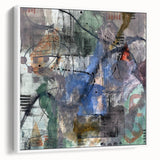 Contemporary Abstract Art – Moody Blue & Green Industrial Painting