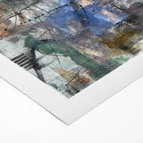 Contemporary Abstract Art – Moody Blue & Green Industrial Painting