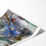 Contemporary Abstract Art – Moody Blue & Green Industrial Painting