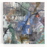 Contemporary Abstract Art – Moody Blue & Green Industrial Painting