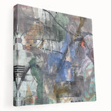 Contemporary Abstract Art – Moody Blue & Green Industrial Painting