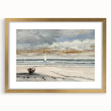Serene Sunset Wall Art – Tranquil Beach Scene with Sailboats