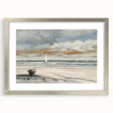 Serene Sunset Wall Art – Tranquil Beach Scene with Sailboats