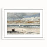 Serene Sunset Wall Art – Tranquil Beach Scene with Sailboats