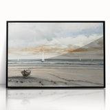 Serene Sunset Wall Art – Tranquil Beach Scene with Sailboats