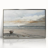 Serene Sunset Wall Art – Tranquil Beach Scene with Sailboats