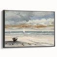 Serene Sunset Wall Art – Tranquil Beach Scene with Sailboats