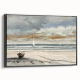 Serene Sunset Wall Art – Tranquil Beach Scene with Sailboats