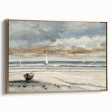 Serene Sunset Wall Art – Tranquil Beach Scene with Sailboats