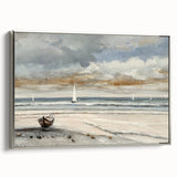 Serene Sunset Wall Art – Tranquil Beach Scene with Sailboats