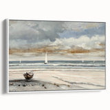 Serene Sunset Wall Art – Tranquil Beach Scene with Sailboats