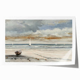 Serene Sunset Wall Art – Tranquil Beach Scene with Sailboats