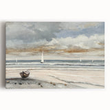 Serene Sunset Wall Art – Tranquil Beach Scene with Sailboats