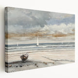 Serene Sunset Wall Art – Tranquil Beach Scene with Sailboats