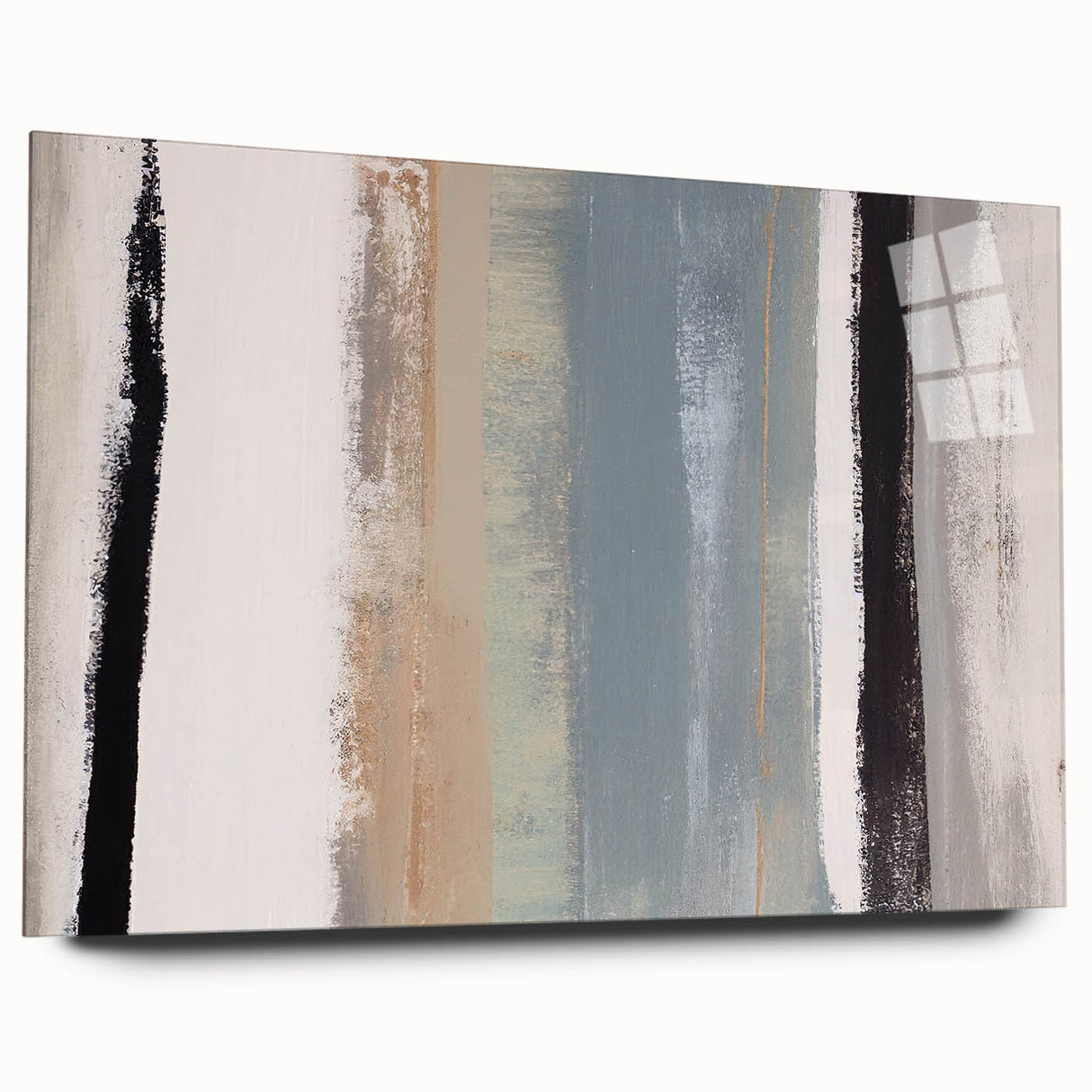 Textured Acrylic Wall Art – Gray Blue and Neutral Vertical Layers