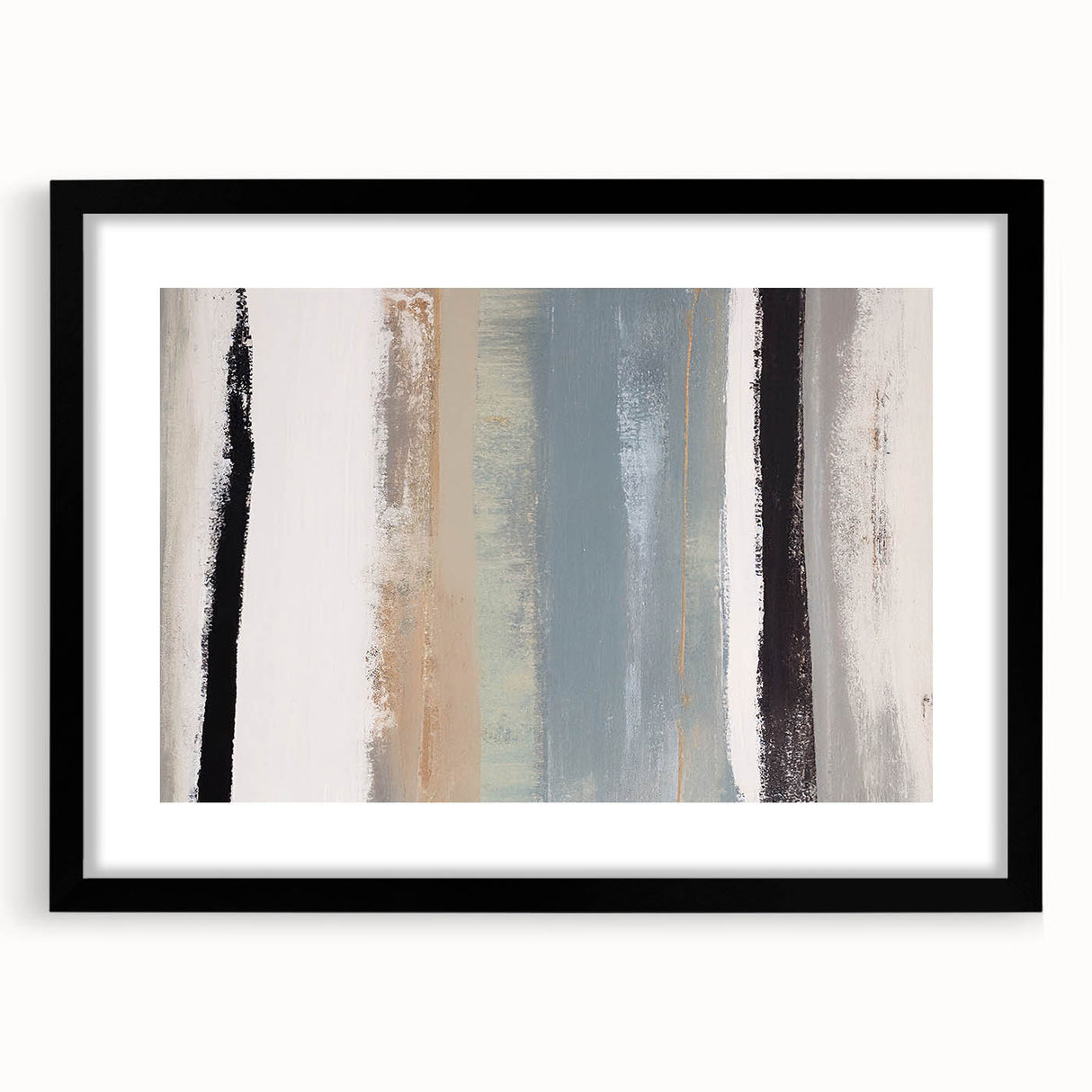 Textured Acrylic Wall Art – Gray Blue and Neutral Vertical Layers